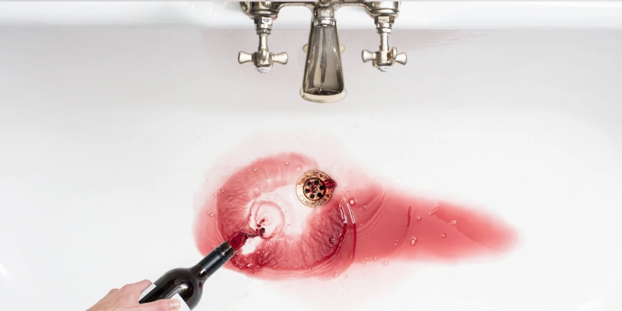 Spilled wine in sink symbolizing alcohol detox and recovery