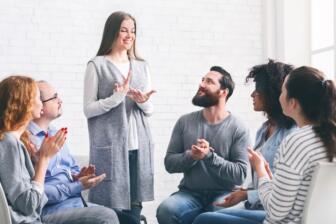 Group therapy session at alcohol rehab in North West England