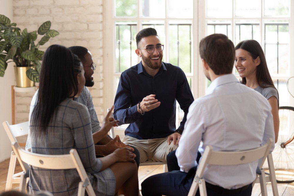 Support group meeting at alcohol rehab Sefton Park center, fostering recovery