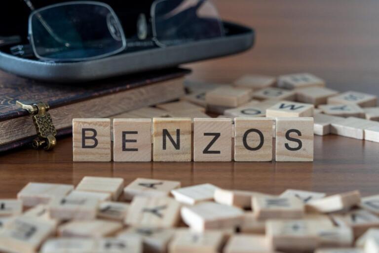 Scrabble tiles spelling "benzos" for Benzodiazepines for Alcohol Withdrawal