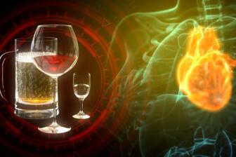 Digital illustration showing the effects of alcohol on the heart and health