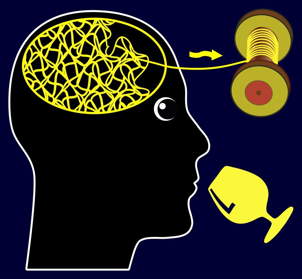 Illustration depicting brain function and alcohol for Korsakoff syndrome