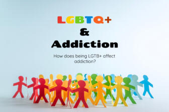 Colorful paper figures representing LGBTQ+ community in addiction context