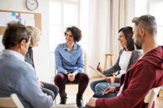 Group therapy session for alcohol rehab Weston Super Mare members.