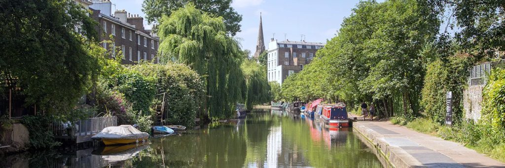 Canal path scene promoting relaxation and peace for sober for October